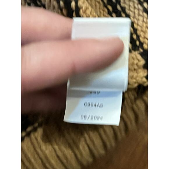 CeCe XL Stripe Shoulder Gold Button Sweater In Cappuccino Brown Black Stripes - Picture 11 of 12